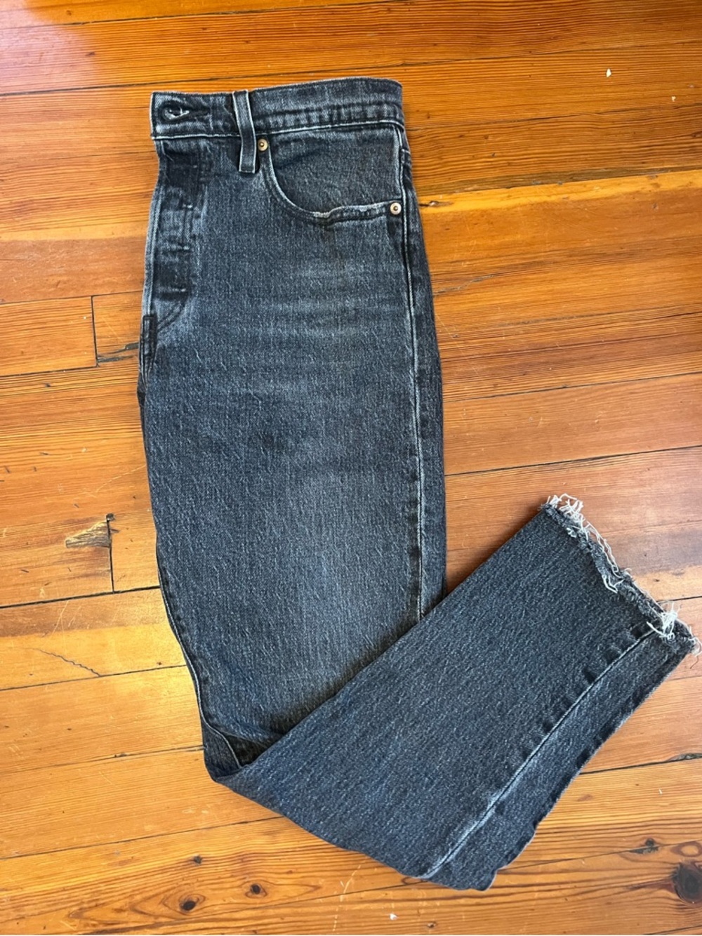 Women’s Levi’s 501 S, Ankle-length, High-rise, Black Washed Straight-Leg Jeans